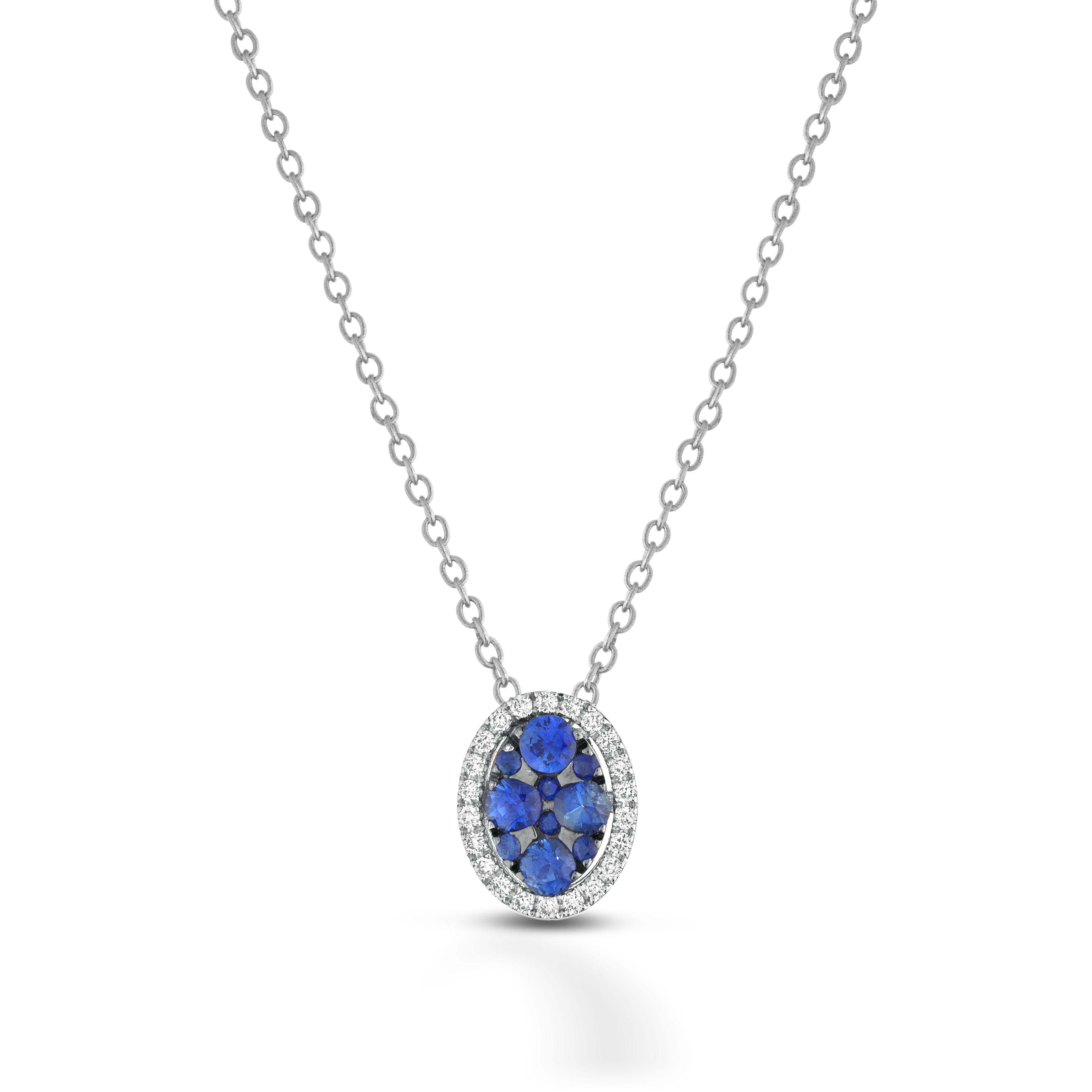 ZAFFIRO HALO BLUE — Oro Bianco — Collane