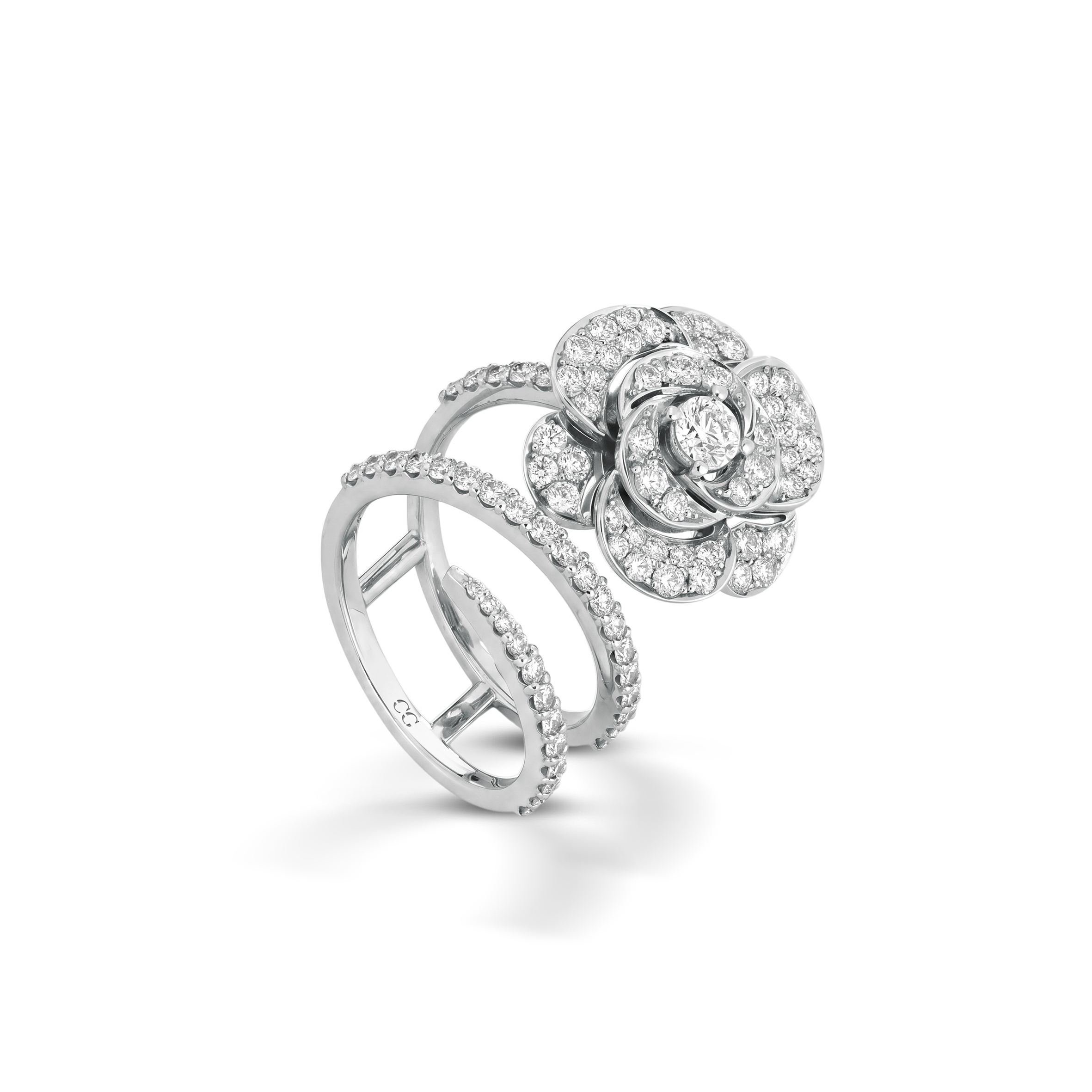 CAMELIA LUX BIG — Oro Bianco — Anelli