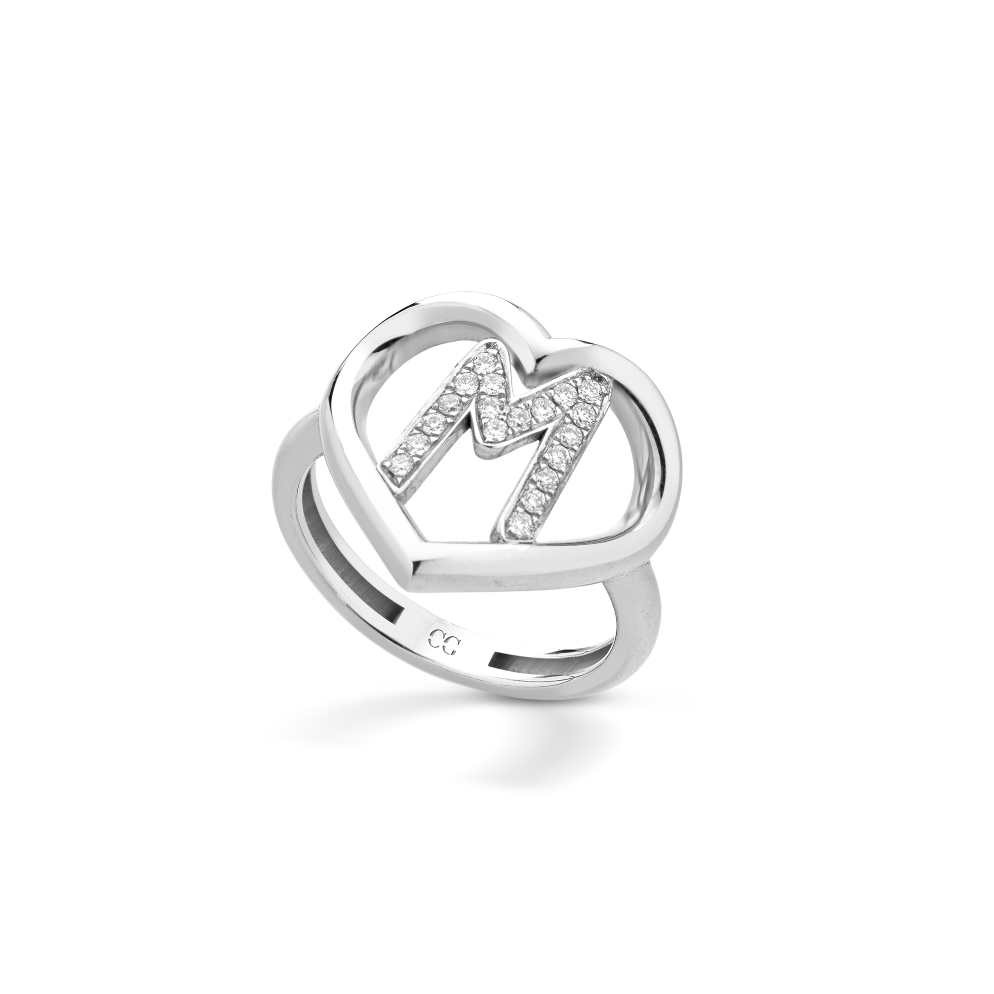Anello Cuore Iniziale M Pavé